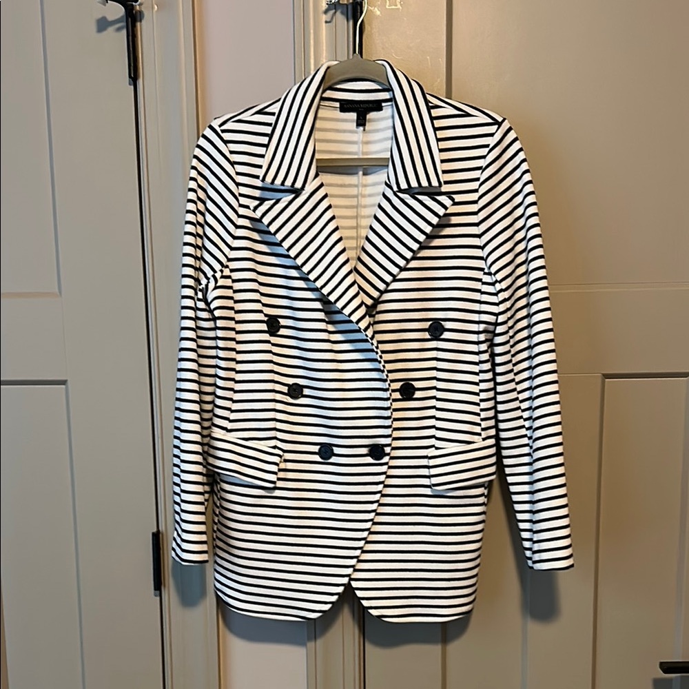Banana Republic Black and White Striped Blazer